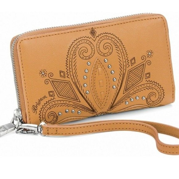 Brighton Handbags - Brighton Studded Camel Indie Zip Around Wallet
